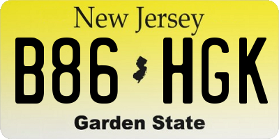 NJ license plate B86HGK