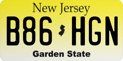 NJ license plate B86HGN