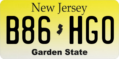 NJ license plate B86HGO