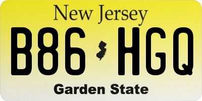 NJ license plate B86HGQ