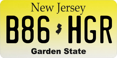 NJ license plate B86HGR