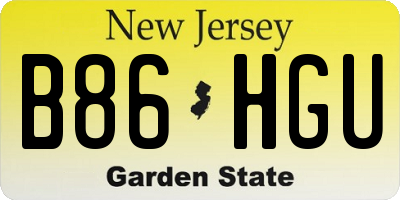 NJ license plate B86HGU