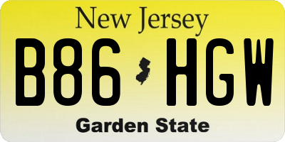 NJ license plate B86HGW