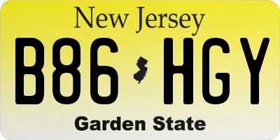 NJ license plate B86HGY