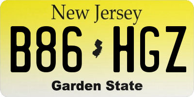 NJ license plate B86HGZ