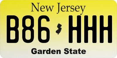 NJ license plate B86HHH
