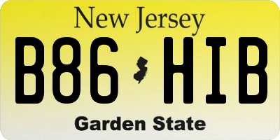 NJ license plate B86HIB