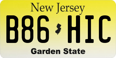 NJ license plate B86HIC