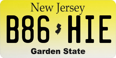 NJ license plate B86HIE