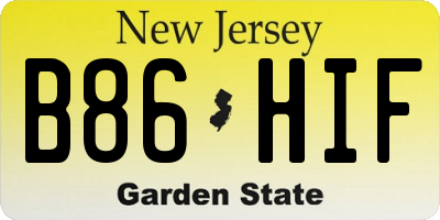 NJ license plate B86HIF