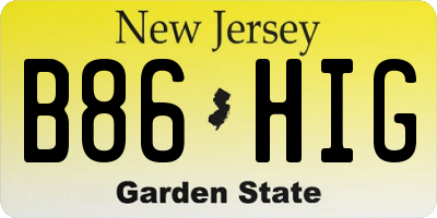 NJ license plate B86HIG