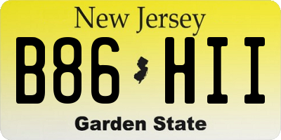 NJ license plate B86HII