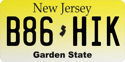 NJ license plate B86HIK