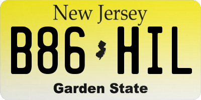 NJ license plate B86HIL