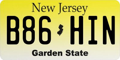 NJ license plate B86HIN