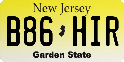 NJ license plate B86HIR