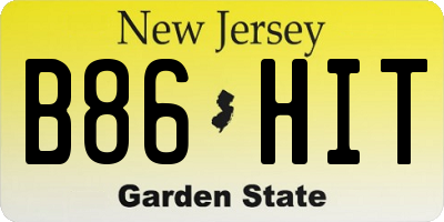 NJ license plate B86HIT