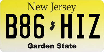 NJ license plate B86HIZ