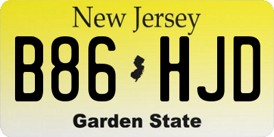 NJ license plate B86HJD