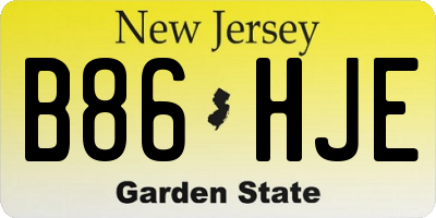 NJ license plate B86HJE