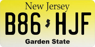 NJ license plate B86HJF