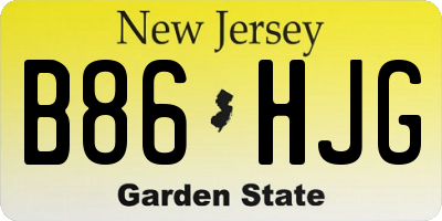 NJ license plate B86HJG