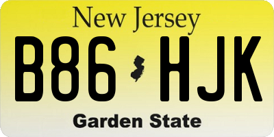 NJ license plate B86HJK