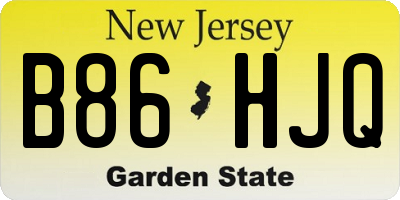 NJ license plate B86HJQ