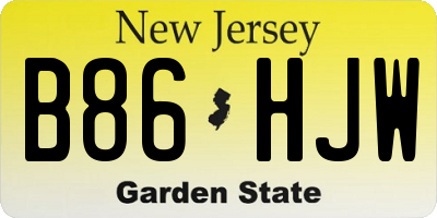 NJ license plate B86HJW