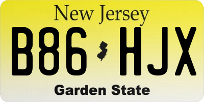 NJ license plate B86HJX