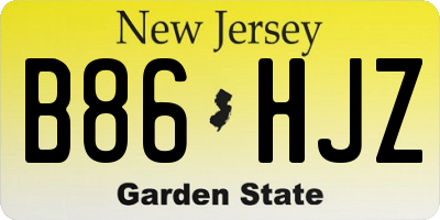 NJ license plate B86HJZ