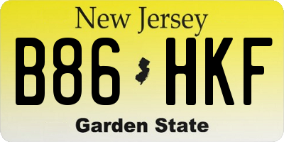 NJ license plate B86HKF