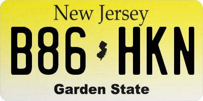 NJ license plate B86HKN