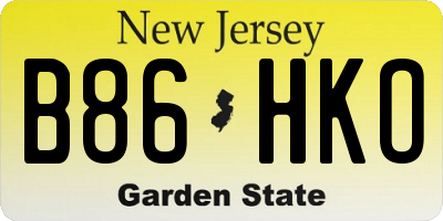 NJ license plate B86HKO