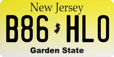 NJ license plate B86HLO