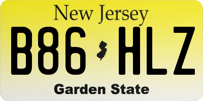 NJ license plate B86HLZ