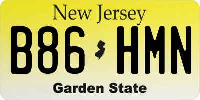 NJ license plate B86HMN