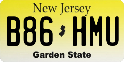 NJ license plate B86HMU