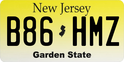 NJ license plate B86HMZ