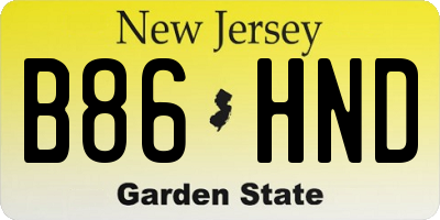 NJ license plate B86HND