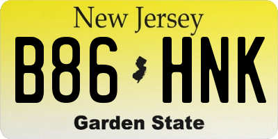 NJ license plate B86HNK
