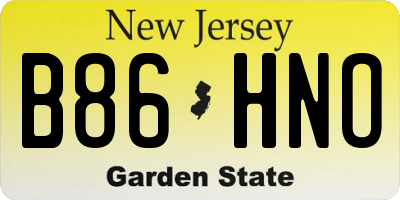 NJ license plate B86HNO