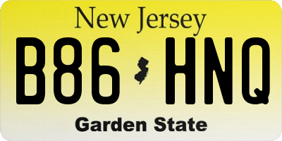 NJ license plate B86HNQ