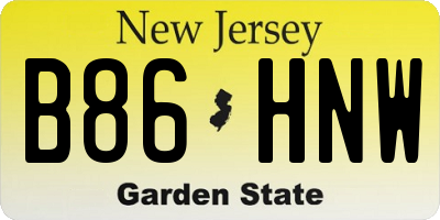 NJ license plate B86HNW