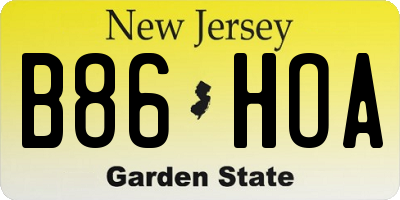 NJ license plate B86HOA
