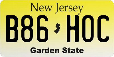 NJ license plate B86HOC