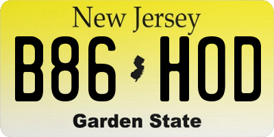 NJ license plate B86HOD