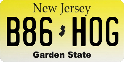 NJ license plate B86HOG