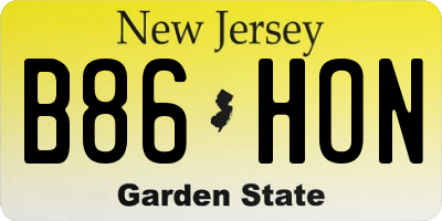 NJ license plate B86HON
