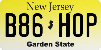 NJ license plate B86HOP